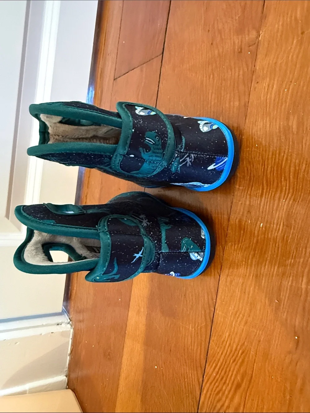 Bogs Kids Space Print Pull-On Boots - Black and Green